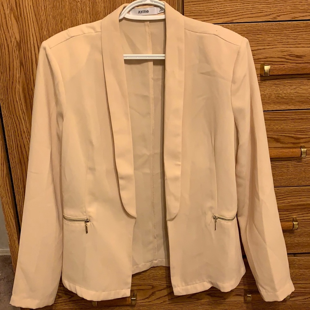 Justfab beige blazer with zipper detail
